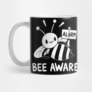Be aware Bee with Alarm sign Mug